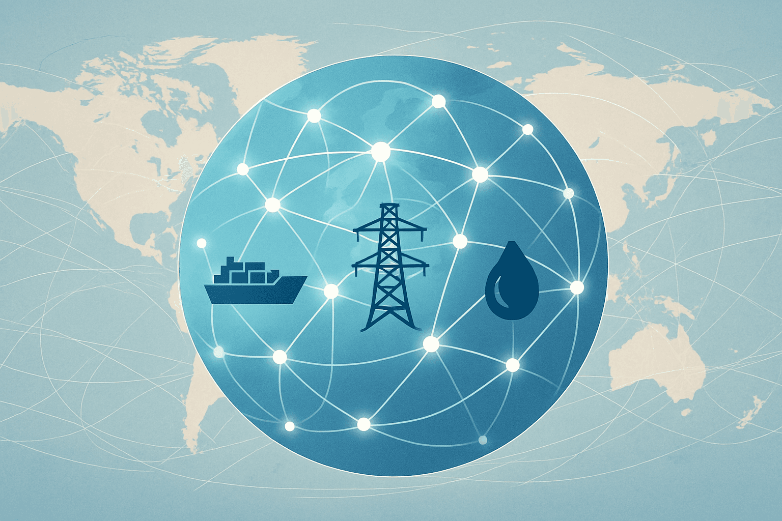 Abstract representation of a global network for oil trading